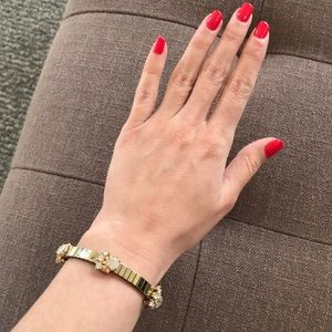 J crew gold tone vintage style bracelet w crystals